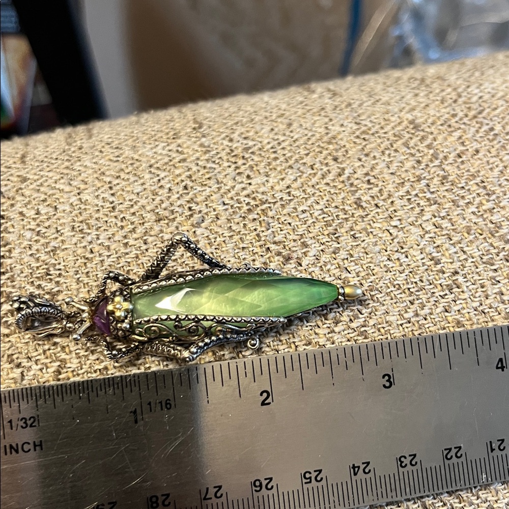 Barbara Bixby 14K/Sterling Silver Grasshopper Pendant/Enhancer - Picture 3 of 3